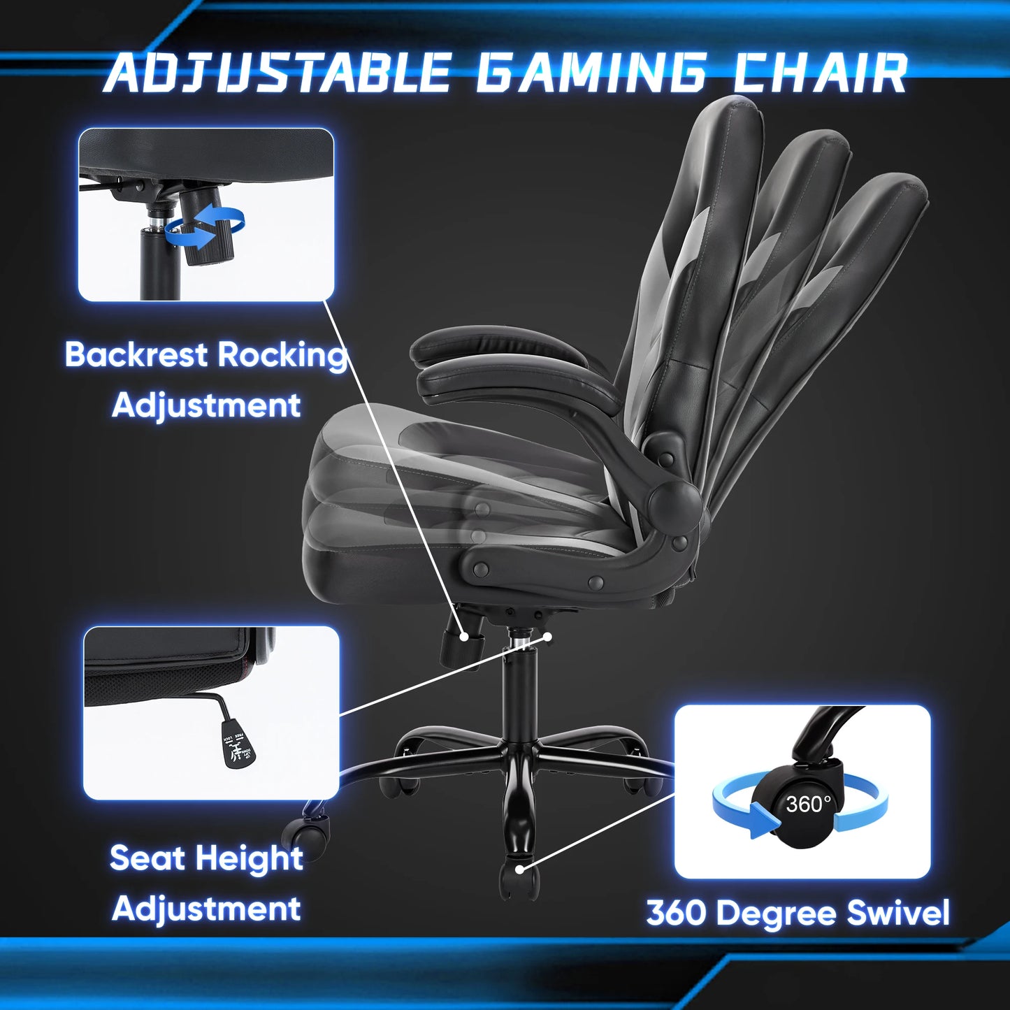 Leather Desk Chair with Flip-up Armrests