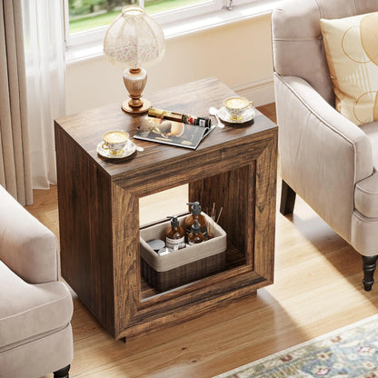Compact and Rustic Wood End Table